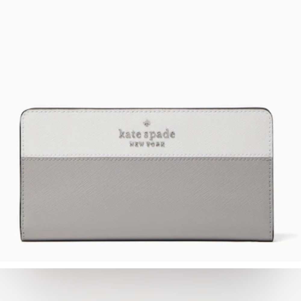 Kate Spade Staci Large Slim Bifold Colorblock Gray